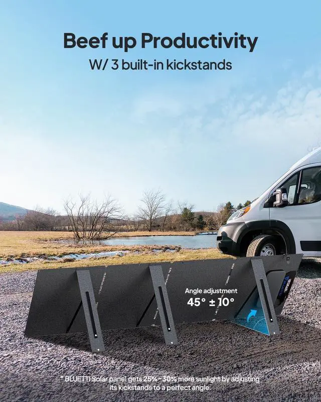 Alt view image 3 of 7 - BLUETTI 200W Foldable Solar Panel, Compatible with EB3A, AC70, AC180, AC200L, AC300, AC500, and B300K Power Stations, Portable Solar Charger with Adjustable Kickstands for Camping, RVs, and Blackouts