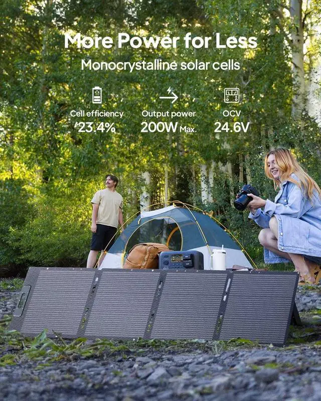 Alt view image 6 of 7 - BLUETTI 200W Foldable Solar Panel, Compatible with EB3A, AC70, AC180, AC200L, AC300, AC500, and B300K Power Stations, Portable Solar Charger with Adjustable Kickstands for Camping, RVs, and Blackouts