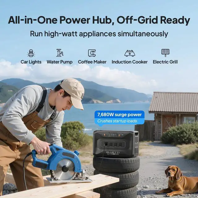 Alt view image 2 of 6 - BLUETTI Apex 300 Portable Power Station, 2764.8Wh LiFePO4 Battery, 3840W Max AC Output, Expandable for Home Backup, RV & Off-Grid