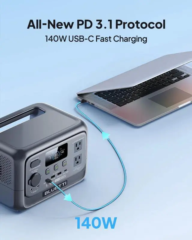 Alt view image 5 of 7 - BLUETTI Elite 30 V2 Portable Power Station 288Wh 600W Solar Generator for Camping & Backup