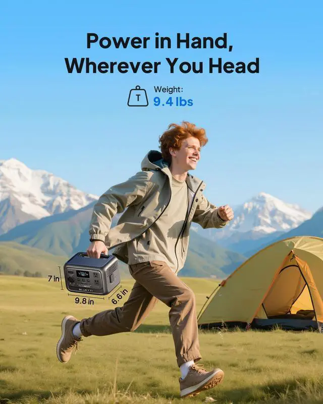 Alt view image 2 of 7 - BLUETTI Elite 30 V2 Lightweight Portable Power Station, W/100W Solar Panel,288Wh 600W, Solar Generator for Outdoor Use