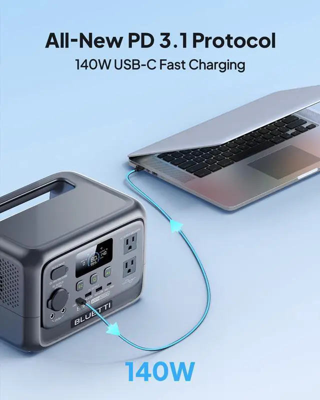 Alt view image 5 of 7 - BLUETTI Elite 30 V2 Lightweight Portable Power Station, W/100W Solar Panel,288Wh 600W, Solar Generator for Outdoor Use