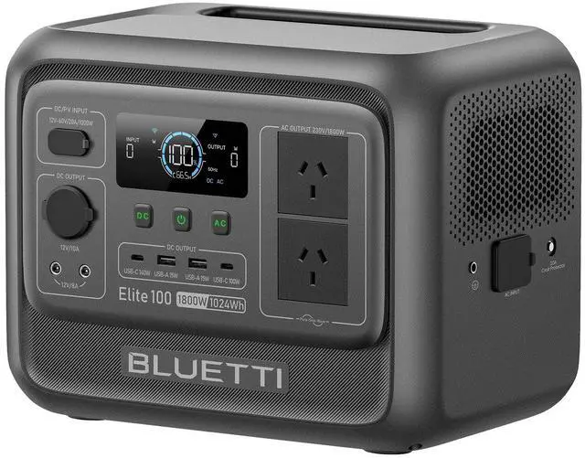 Main image of BLUETTI Elite 100 V2 Portable Solar Generator, 1024Wh LFP Battery, 1800W AC Output, Compact Backup Power for Camping and Home