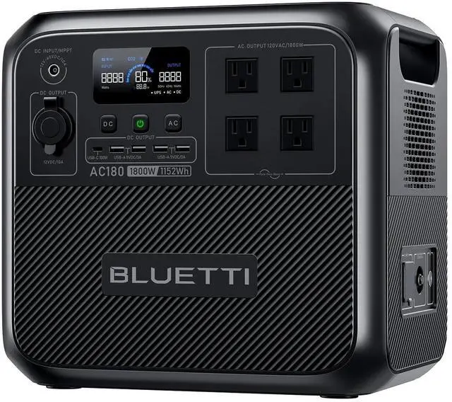 Main image of Bluetti AC180 Solar Generator, 1440W | 1152Wh LiFePO4 Power Station, Portable for Off-Grid, Home, Camping, RV
