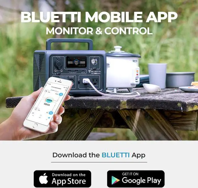 Alt view image 5 of 7 - Bluetti Portable Power Station With 200W Foldable Solar Panel Included, EB3A 268Wh Solar Generator W/ 2 600W (1200W Surge) AC Outlets,for Outdoor Camping, Van/RV Travel, Emergency
