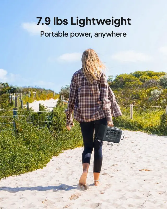 Alt view image 6 of 7 - BLUETTI AC2A Portable Solar Generator, 204.8Wh LiFePO4 Power Station With 300W Rated Power (600W Lifting Power) for Camping, Hiking, Home, 0-80% Recharge in 45 Mins