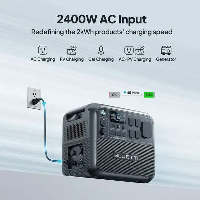Alt view image 3 of 7 - BLUETTI AC200L Portable Generator, 2048Wh Generator for Home Use, 3600W Lifting Power, 2400W Pottable Generator for Camping, 45 Mins to 80% Recharge,Used