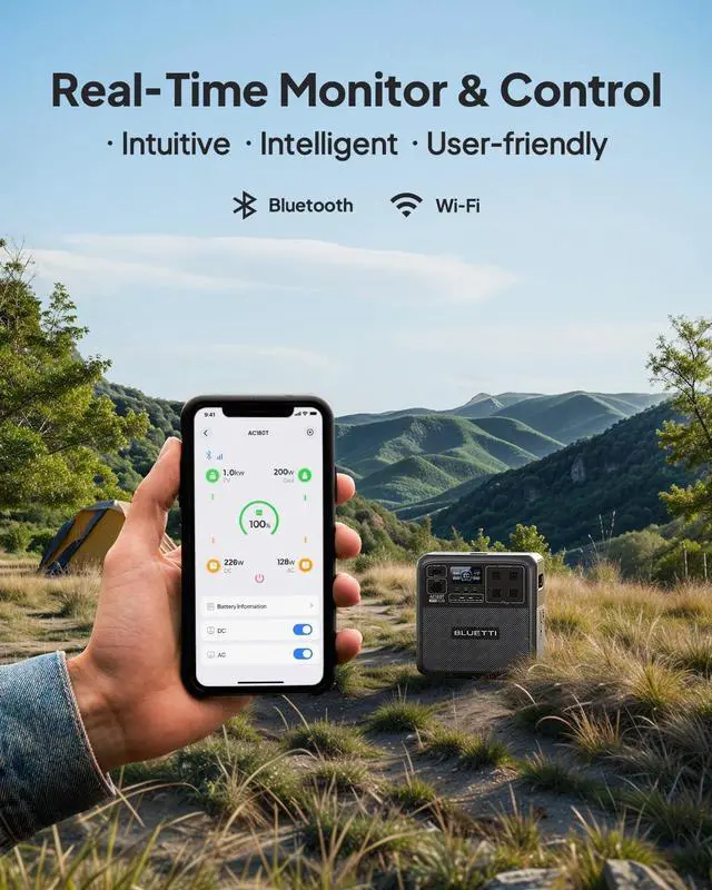 Alt view image 7 of 7 - BLUETTI AC180T Portable Power Station, 1432Wh LiFePO4 Battery Backup, 1800W (3600W Surge) AC Outlets, 0-80% Charge in 45 Min, Solar Generator for Camping, Outdoors, Emergency,Renew