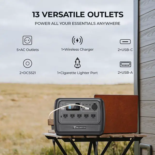 Alt view image 4 of 7 - BLUETTI PS72 700W Portable Power Station, 716Wh LiFePO4 Power Station, Best Solar Generator for Home Backup, Off-Grid Living, Camping