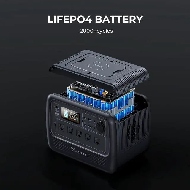 Alt view image 6 of 7 - BLUETTI PS72 700W Portable Power Station, 716Wh LiFePO4 Power Station, Best Solar Generator for Home Backup, Off-Grid Living, Camping