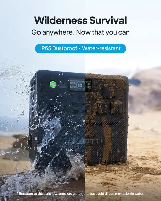 Alt view image 3 of 7 - BLUETTI Portable Power Station AC240 + B210,Expandable to 3686Wh, 3 AC Outlets, IP65 Solar Generator for Camping, RV, and Home Backup