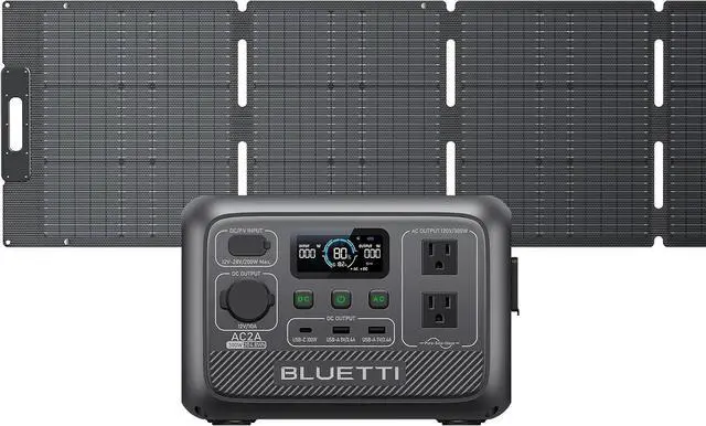 Main image of BLUETTI AC2A Portable Power Station with 200W Solar Panel Included (Ships Separately), 204Wh LFP Battery Backup, w/ 2 300W (600W Power Lifting) AC Outlets, 0-80% in 40 Min, Solar Generator for Camping