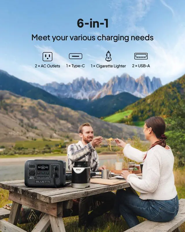 Alt view image 3 of 7 - BLUETTI AC2A Portable Power Station with 200W Solar Panel Included (Ships Separately), 204Wh LFP Battery Backup, w/ 2 300W (600W Power Lifting) AC Outlets, 0-80% in 40 Min, Solar Generator for Camping