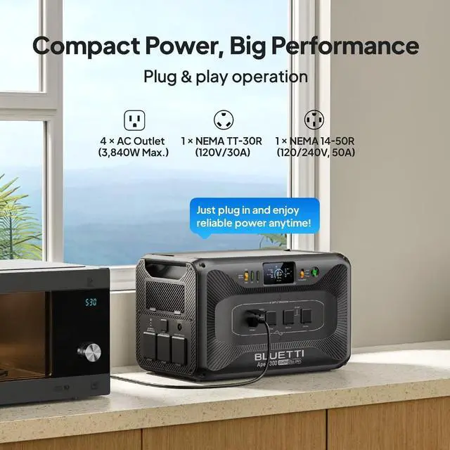 Alt view image 3 of 7 - Bluetti Apex 300 Expandable Power Station, 2764.8Wh Capacity, NEMA TT-30 & L14-50, AC & Car Charge for Outdoor Adventures