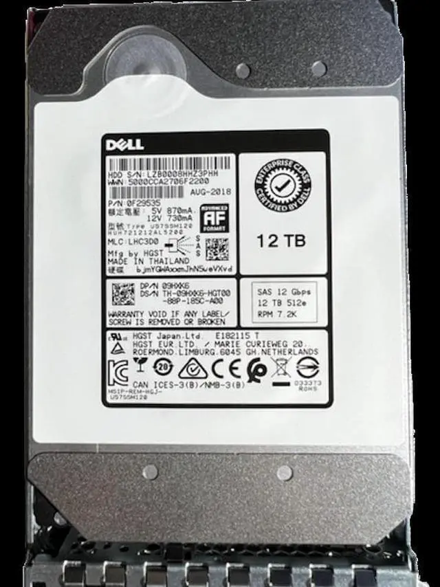 Main image of Dell 0F29535 12TB SAS Hard Disk Drives 12G 3.5", SAS 7200RPM