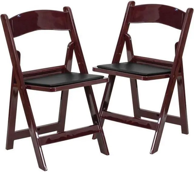 Alt view image 19 of 20 - 2 Pack HERCULES Series 1000 lb. Capacity Red Mahogany Resin Folding Chair with Black Vinyl Padded Seat