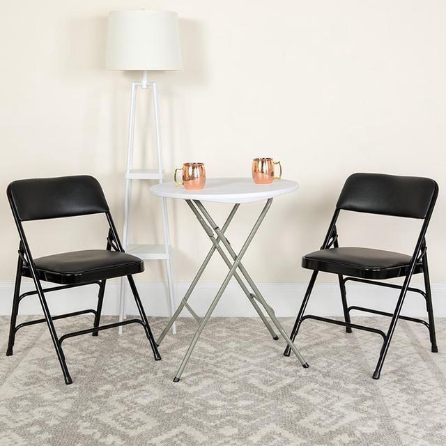 Alt view image 16 of 20 - 4 Pk. HERCULES Series Curved Triple Braced & Double Hinged Black Vinyl Metal Folding Chair