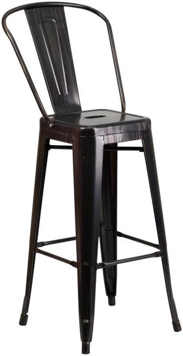 Alt view image 17 of 18 - FLASH FURNITURE 4-CH-31320-30GB-BQ-GG Black Metal Outdoor Stool,30"