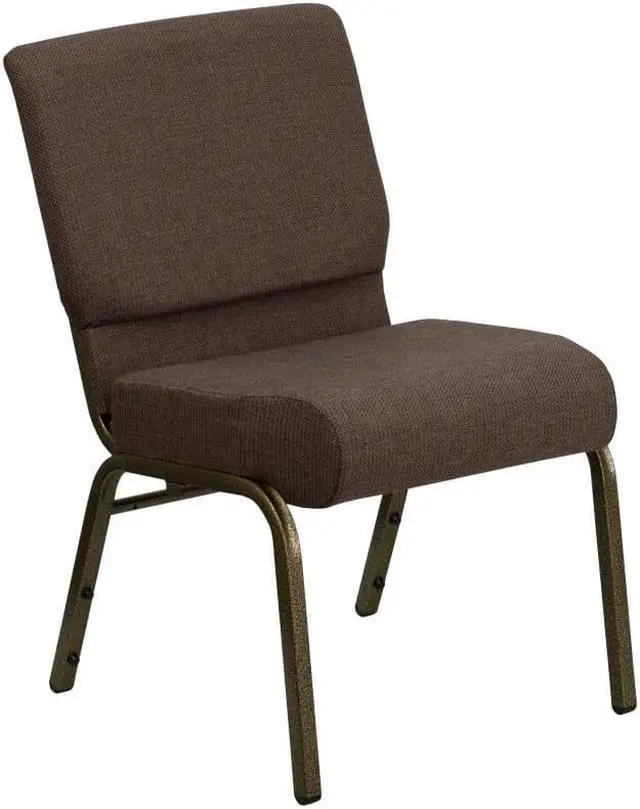 Alt view image 2 of 17 - 4 Pack HERCULES Series 21''W Stacking Church Chair in Brown Fabric - Gold Vein Frame