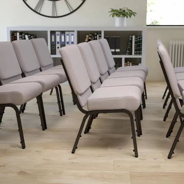 Alt view image 5 of 20 - Flash Furniture Hercules Series 21'' Wide Gray Dot Fabric Stacking Church Chair with 4'' Thick Seat - Silver Vein Frame