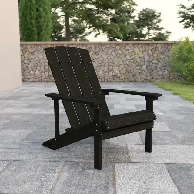 Main image of 2 Pack Charlestown Commercial All-Weather Poly Resin Wood Adirondack Chair in Slate Gray