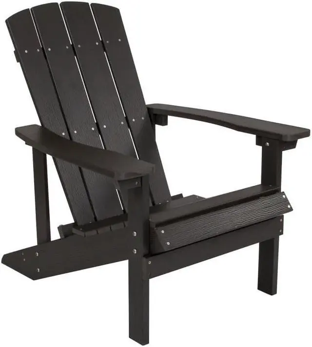 Alt view image 2 of 3 - 2 Pack Charlestown Commercial All-Weather Poly Resin Wood Adirondack Chair in Slate Gray