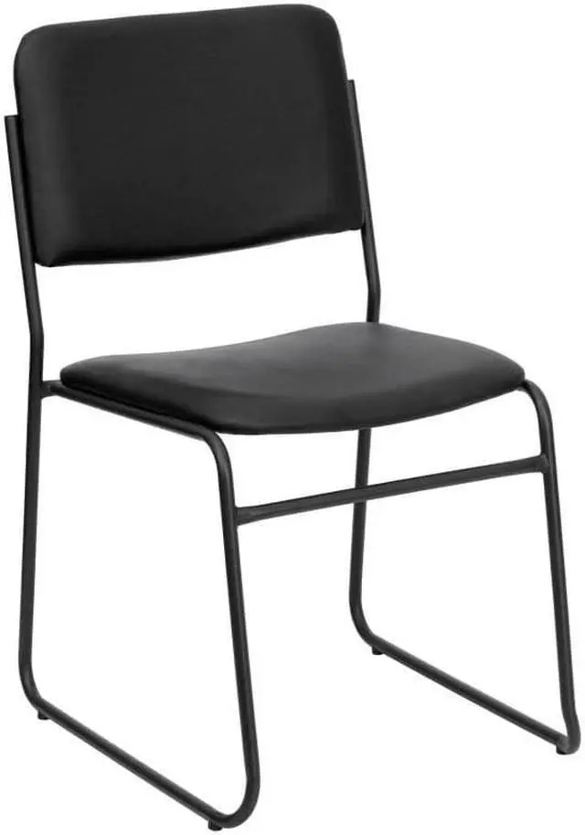 Alt view image 2 of 3 - 4 Pack HERCULES Series 500 lb. Capacity High Density Black Vinyl Stacking Chair with Sled Base