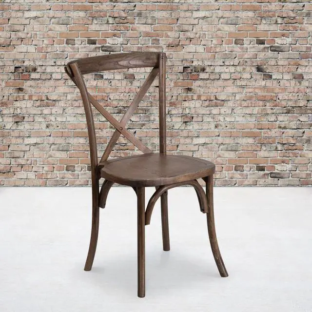 Main image of 2 Pack HERCULES Series Stackable Early American Wood Cross Back Chair