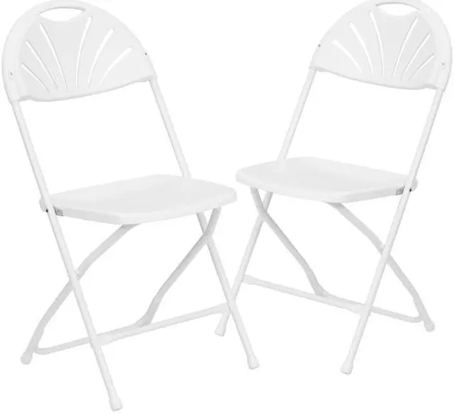 Alt view image 4 of 11 - Flash Furniture 2 Pack HERCULES Series 650 lb. Capacity White Plastic Fan Back Folding Chair