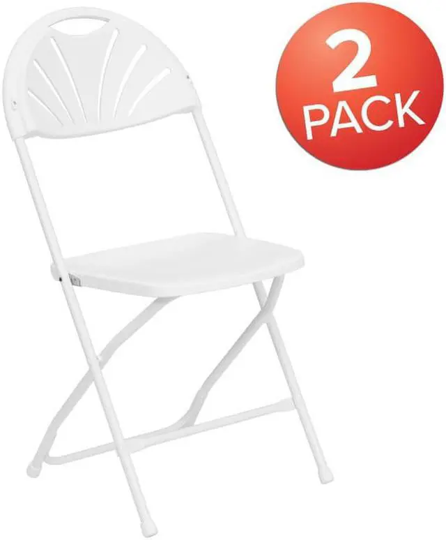Alt view image 3 of 11 - Flash Furniture 2 Pack HERCULES Series 650 lb. Capacity White Plastic Fan Back Folding Chair
