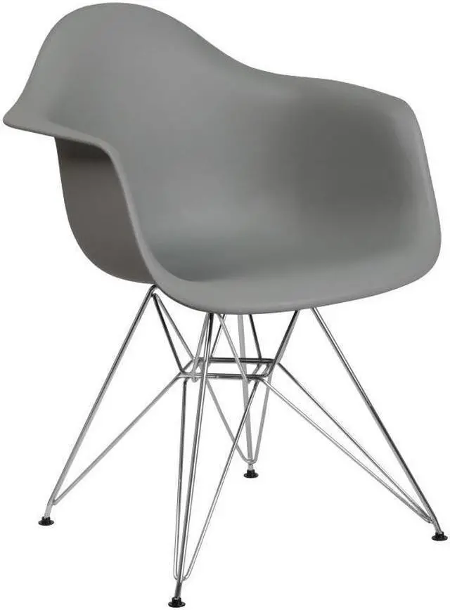 Alt view image 19 of 20 - Alonza Series Moss Gray Plastic Chair with Chrome Base