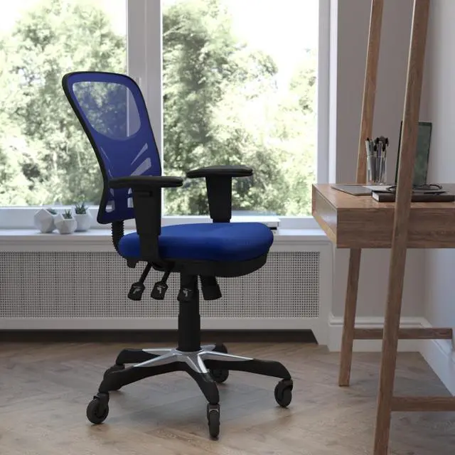Alt view image 13 of 20 - Flash Furniture Nicholas Ergonomic Mesh Swivel Executive Office Chair with Transparent Roller Wheels Blue (HL0001BLRLB)