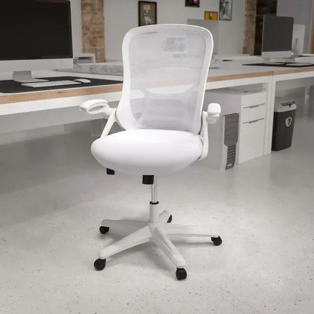 Alt view image 18 of 20 - Flash Furniture Porter Ergonomic Mesh Swivel High Back Office Chair White/White (HL00161WHWH)