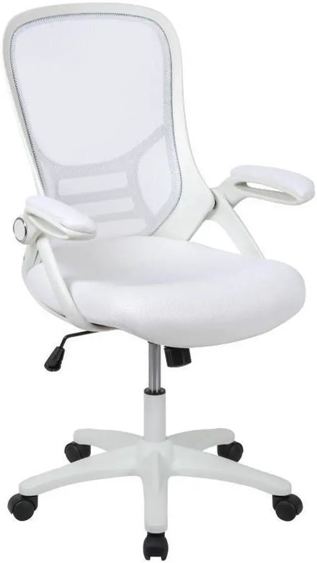 Alt view image 19 of 20 - Flash Furniture Porter Ergonomic Mesh Swivel High Back Office Chair White/White (HL00161WHWH)