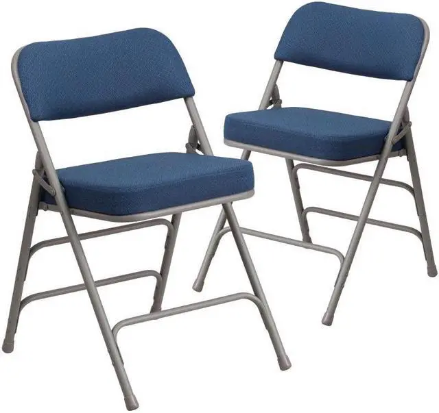 Alt view image 17 of 20 - Flash Furniture HERCULES Series Premium Curved Triple Braced Double Hinged Navy Fabric Metal Folding Chair - 2 Pack