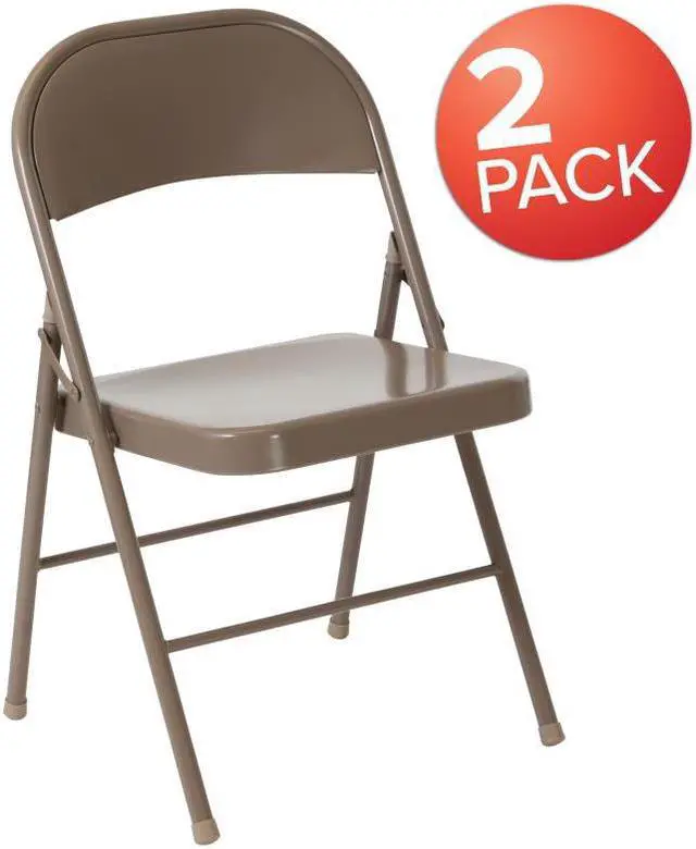 Alt view image 2 of 17 - 2 Pack HERCULES Series Double Braced Beige Metal Folding Chair