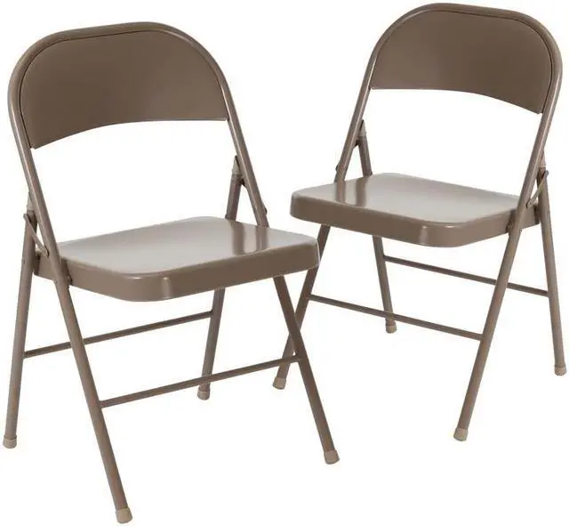 Alt view image 3 of 17 - 2 Pack HERCULES Series Double Braced Beige Metal Folding Chair