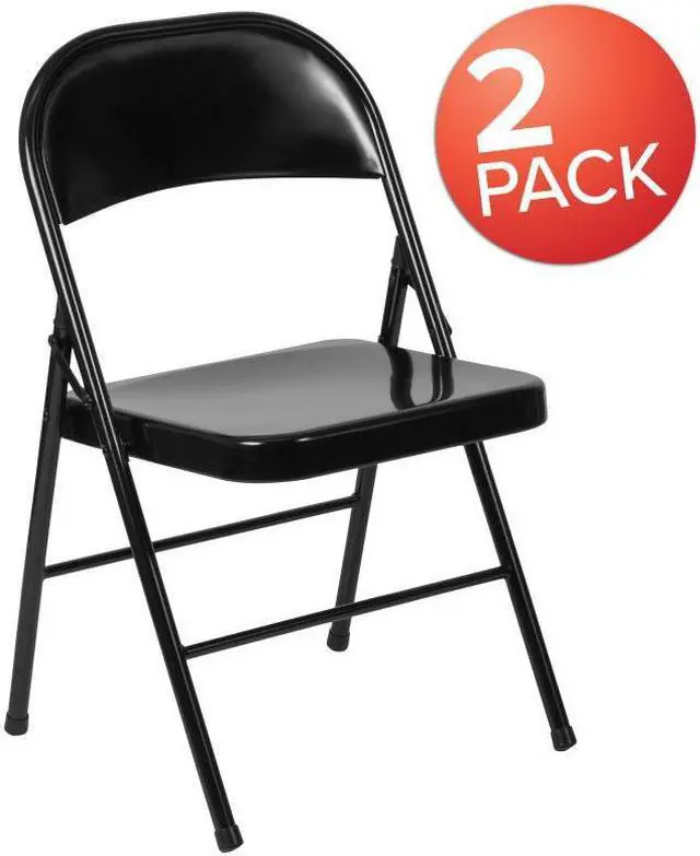 Alt view image 2 of 10 - 2 Pack HERCULES Series Double Braced Black Metal Folding Chair