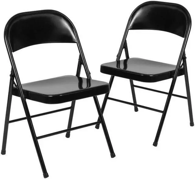 Alt view image 3 of 10 - 2 Pack HERCULES Series Double Braced Black Metal Folding Chair