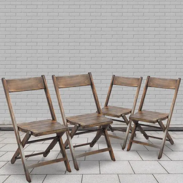 Alt view image 20 of 20 - Slatted Wood Folding Special Event Chair - Antique Black, Set of 4
