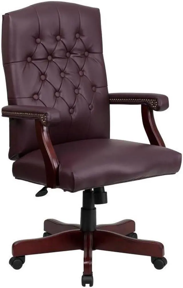 Alt view image 2 of 20 - Martha Washington Burgundy LeatherSoft Executive Swivel Office Chair with Arms