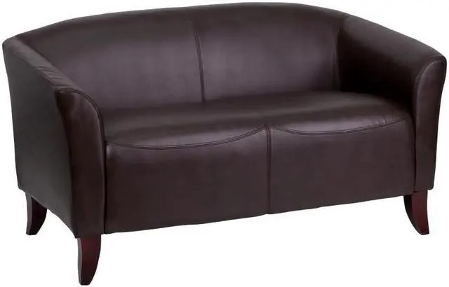 Alt view image 13 of 20 - Flash Furniture 111-2-BN-GG Hercules Imperial Series Leather Love Seat, Brown/Cherry