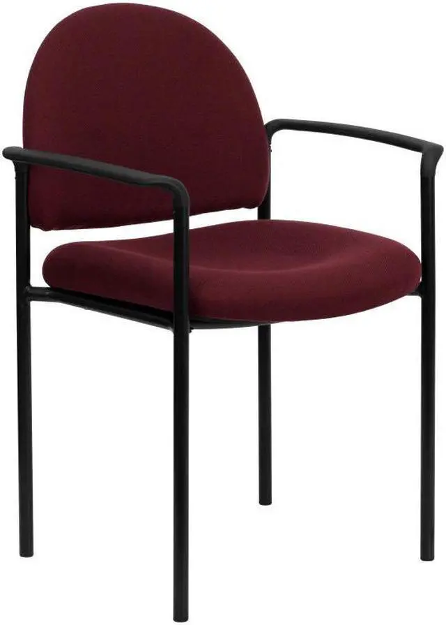 Alt view image 18 of 20 - Comfort Burgundy Fabric Stackable Steel Side Reception Chair with Arms