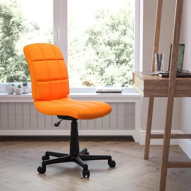 Alt view image 18 of 20 - Mid-Back Orange Quilted Vinyl Swivel Task Chair