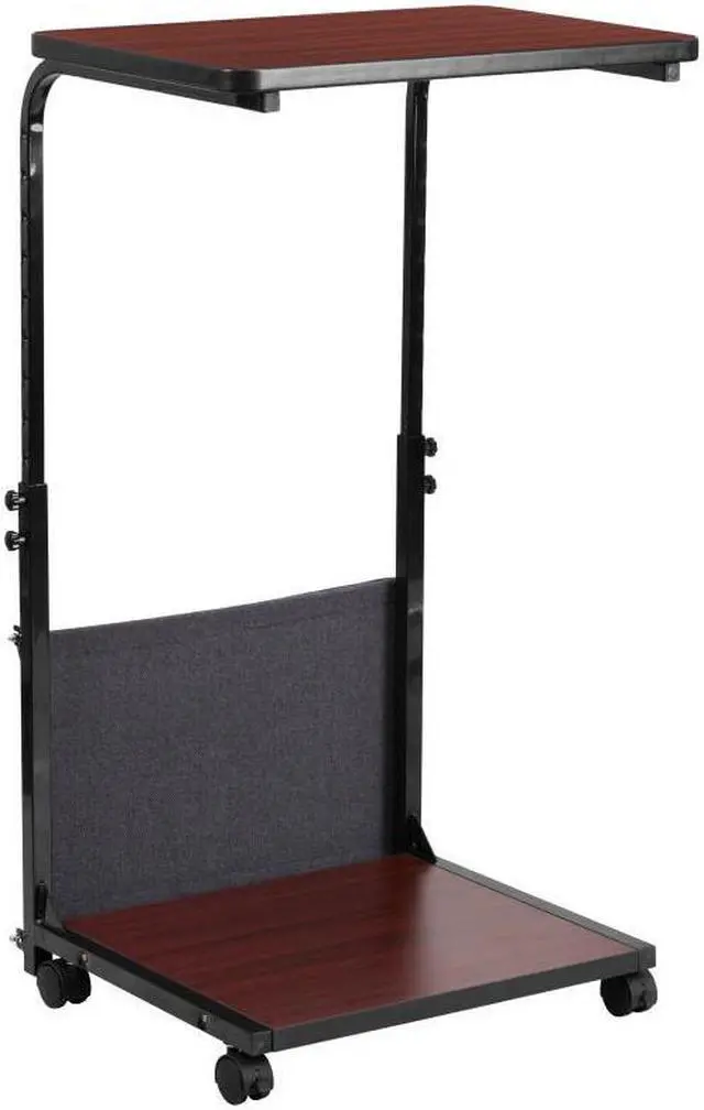 Alt view image 20 of 20 - Mobile Sit-Down, Stand-Up Mahogany Computer Ergonomic Desk with Removable Pouch (Adjustable Range 27'' - 46.5'')