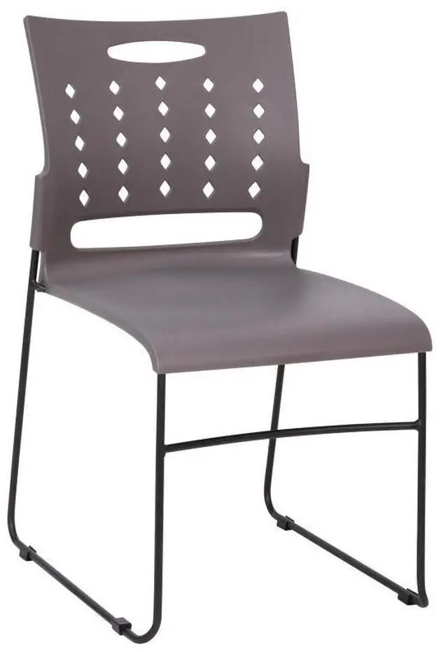 Alt view image 14 of 15 - HERCULES Series 881 lb. Capacity Gray Sled Base Stack Chair with Air-Vent Back