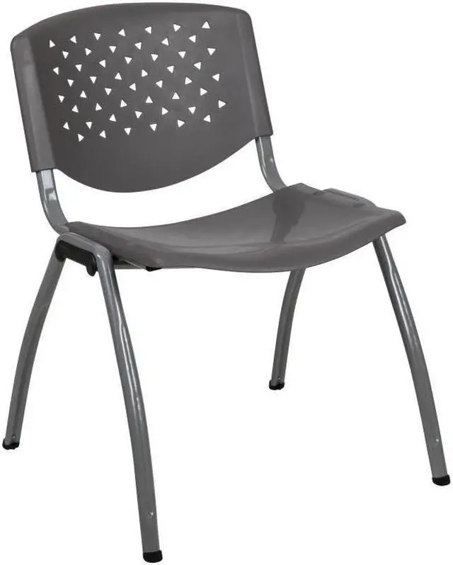 Alt view image 18 of 19 - HERCULES Series 880 lb. Capacity Gray Plastic Stack Chair with Titanium Gray Powder Coated Frame