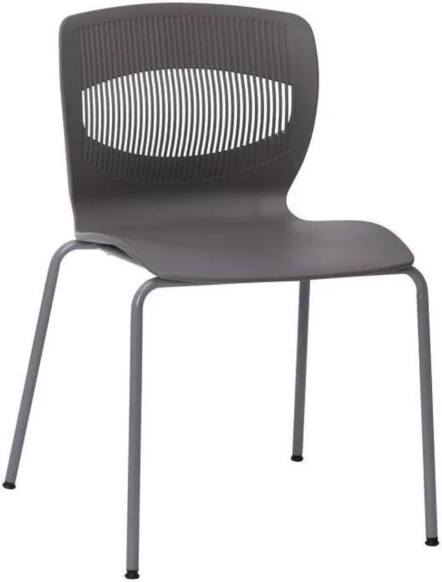 Alt view image 14 of 15 - HERCULES Series Commercial Grade 770 lb. Capacity Ergonomic Stack Chair with Lumbar Support and Silver Steel Frame - Gray