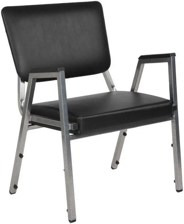 Alt view image 14 of 20 - Flash Furniture HERCULES Series 1500 lb. Rated Antimicrobial Vinyl Bariatric Arm Chair with 3/4 Panel Back and Silver Vein Frame, Black