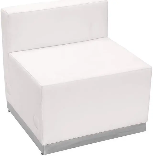 Alt view image 13 of 20 - HERCULES Alon Series Melrose White LeatherSoft Chair with Brushed Stainless Steel Base